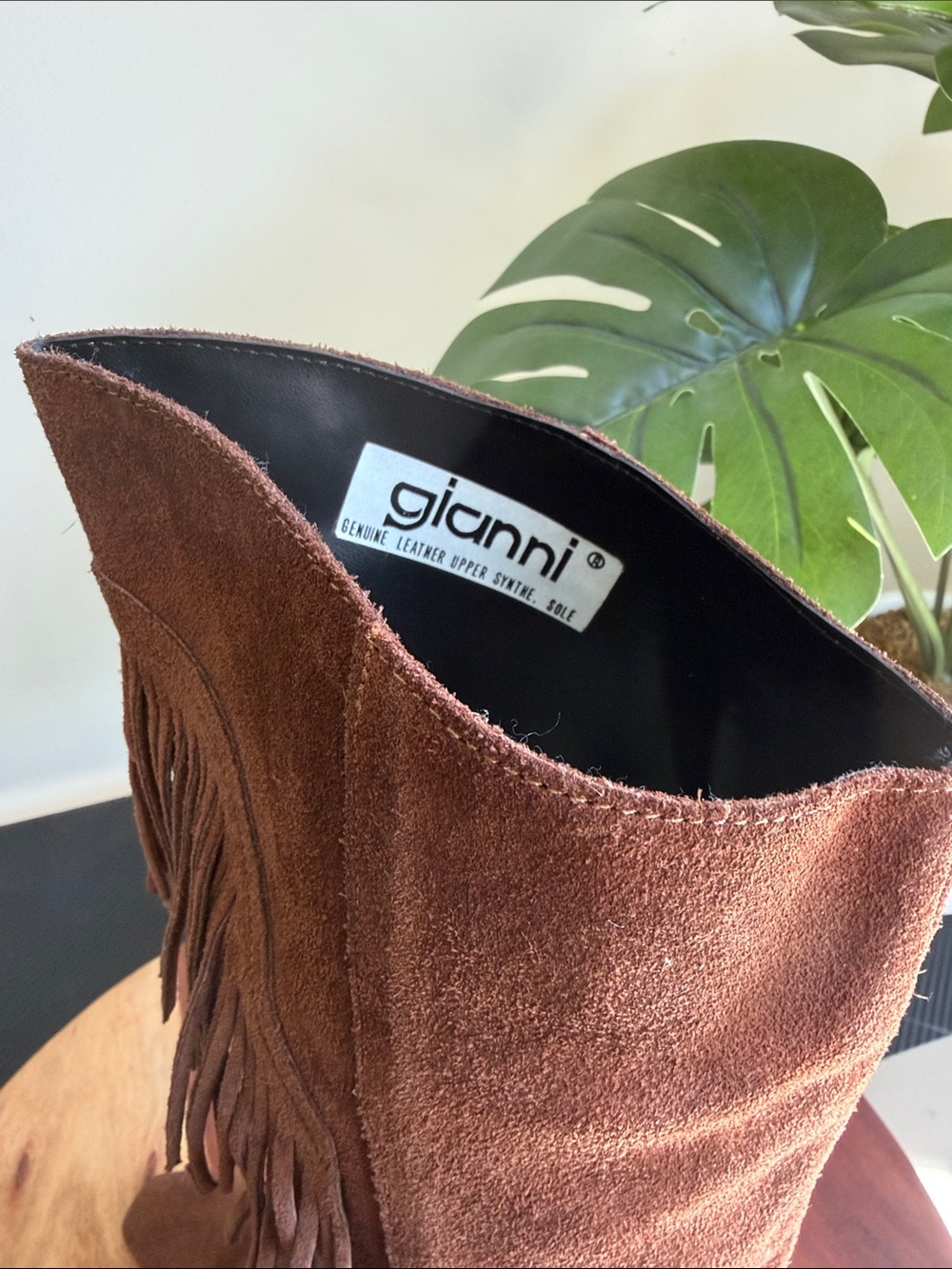 Vintage Gianni Brown Leather Fringe Western Boots Women’s Size 7 - Picture 10 of 10